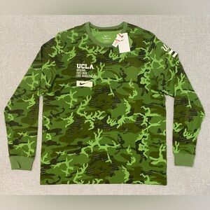 Nike Mens XL UCLA Bruins Long Sleeve Military Camo Green Shirt New